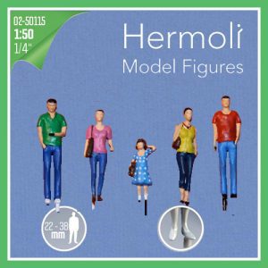HERMOLI 5ST STÅENDE FIGURER 1:50 MÅLADE