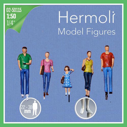 HERMOLI 5ST STÅENDE FIGURER 1:50 MÅLADE