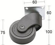 MÖBELHJUL PLAST SVÄNGBART 1607