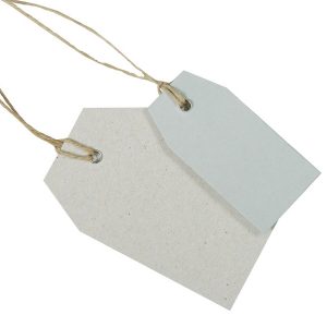 HÄNGETIKETT m SNÖRE GRÅ 30x60mm