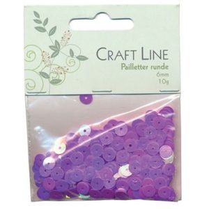 PALJETTER RUND 6MM LILLA 10G