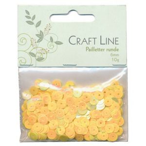 PALJETTER RUND 6MM GUL 10G