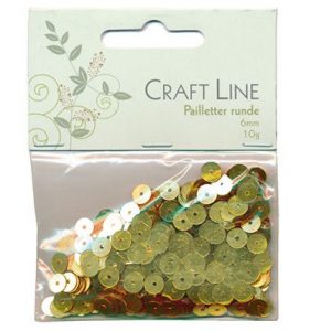 PALJETTER RUND 6MM GULD 10G