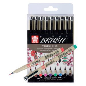 PIGMA BRUSH SET 9 FÄRGER