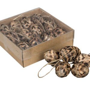 FJÄDERÄGG RANDIGA MINI HÄNG 12ST 3X4CM