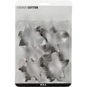 COOKIE CUTTERS ÄNGEL, JULGRAN, REN OCH SNÖKRISTALL 8CM