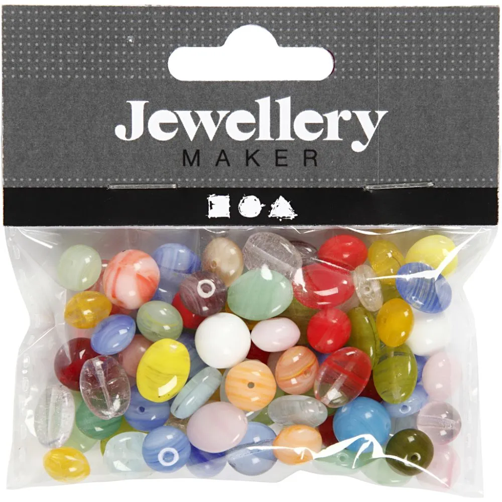 GLASPÄRLOR, MIXADE FÄRGER, RUND/PLATT - Bild 2