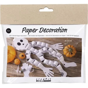 Mini DIY Kit Pappersdekoration skelett Svart/vit