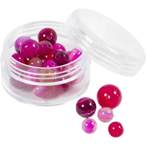 Pärlor av agatsten 28 St., 1x10, 12x8, 15x6 mm, 0,9-1 mm, Rosa