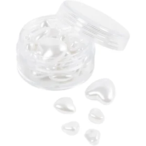 Vaxpärlor 32 St., Hjärtan, Dia. 7-13 mm, 1,3-1,5 mm, Pärlemor