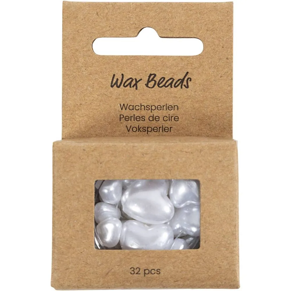 Vaxpärlor 32 St., Hjärtan, Dia. 7-13 mm, 1,3-1,5 mm, Pärlemor - Bild 2