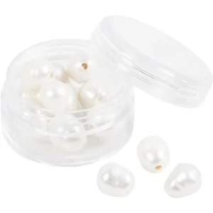 Sötvattenpärlor 13 St., Längsgående Perforering, Dia. 9-11 mm, 2 mm, Pärlemor