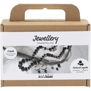 Mini DIY Kit Smycken Halsband Och Örhängen, Svart, Vit