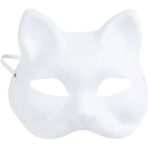 Kattmask H: 17,5 cm, B: 18,5 , Vit